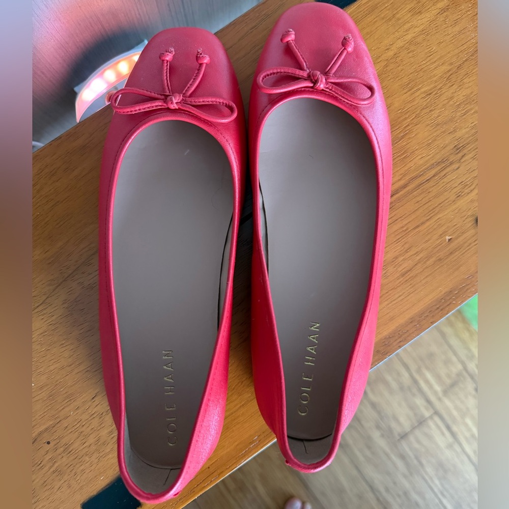 Cole Haan Women's Red Ballet Flats NWOT 7